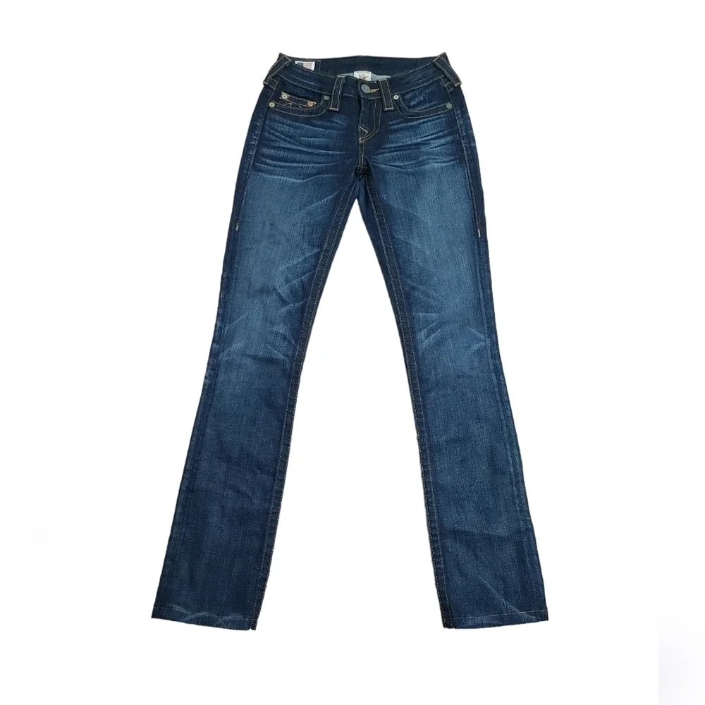 True Religion Avery Straight leg Jeans in Blue Women's Size 24 - Picture 4 of 13